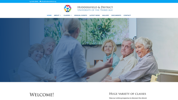Screenshot of the Huddersfield And District University Of The Third Age website