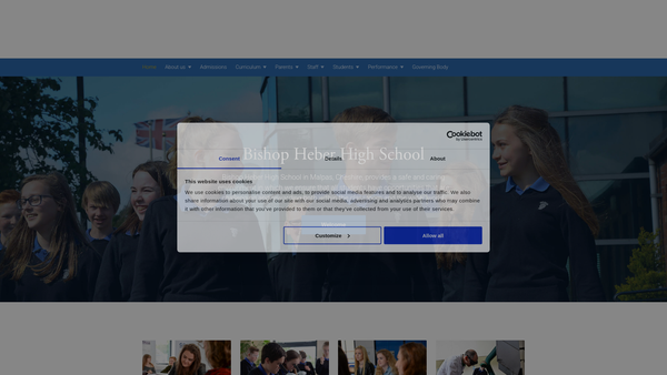 Screenshot of the Bishop Heber County High School Parent-Teacher Association website