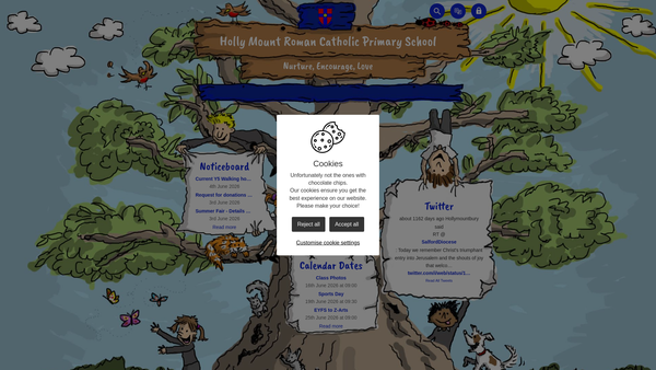 Screenshot of the Hollymount Parent Teacher Association website