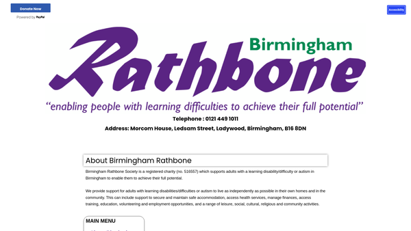 Screenshot of the Birmingham Rathbone Society website