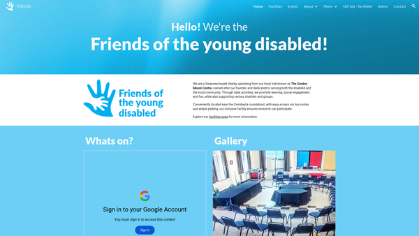 Screenshot of the Friends Of The Young Disabled website