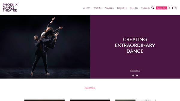Screenshot of the Phoenix Dance Theatre website
