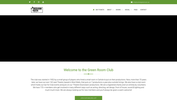 Screenshot of the Carlisle Green Room Club Limited website