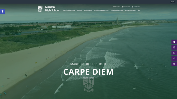 Screenshot of the Marden High School Fund website