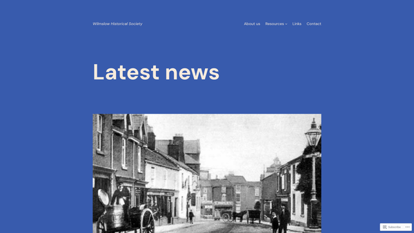 Screenshot of the Wilmslow Historical Society website