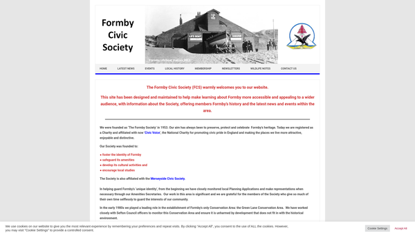 Screenshot of the The Formby Civic Society website