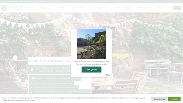 Screenshot of the Castle Bromwich Hall And Gardens Trust website