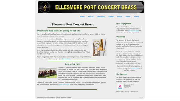 Screenshot of the Ellesmere Port Concert Brass website