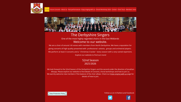 Screenshot of the The Derbyshire Singers website