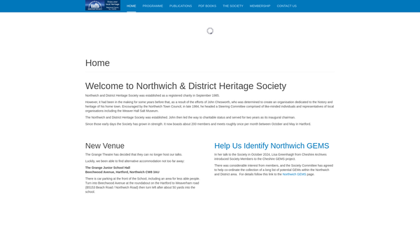 Screenshot of the Northwich And District Heritage Society website