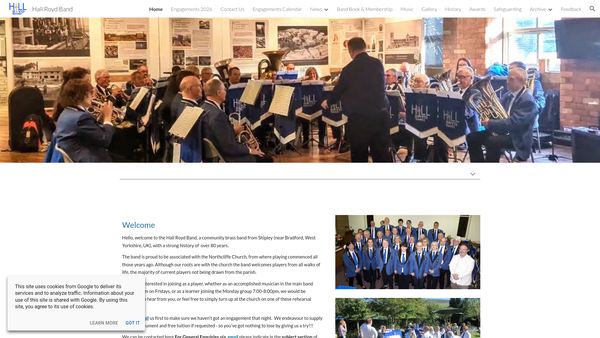Screenshot of the Hall Royd Band website