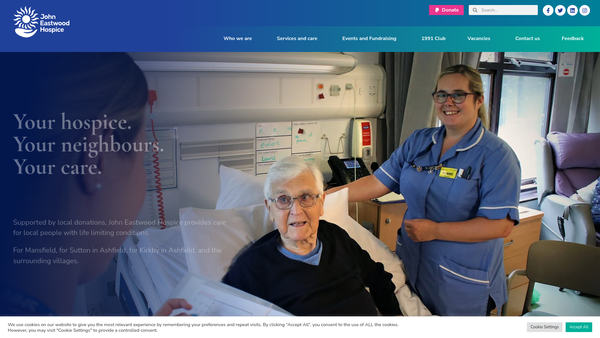 Screenshot of the The John Eastwood Hospice Trust website