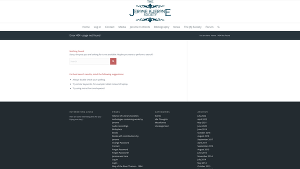 Screenshot of the The Jerome K Jerome Society website