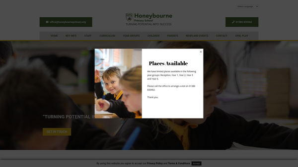 Screenshot of the Friends Of Honeybourne First School website