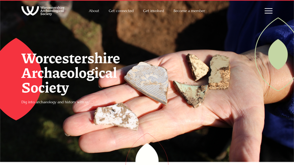 Screenshot of the Worcestershire Archaeological Society website