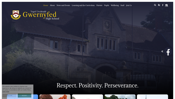 Screenshot of the Gwernyfed High School Association website
