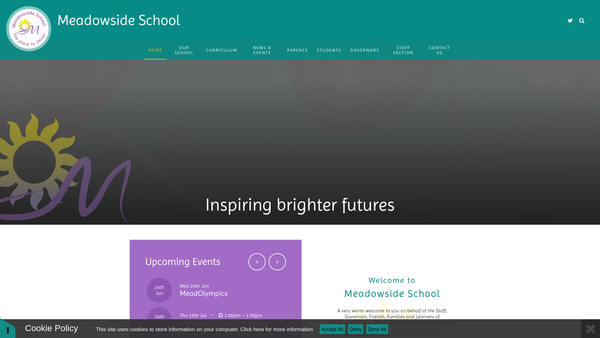 Screenshot of the Meadowside Parent Teacher Association website