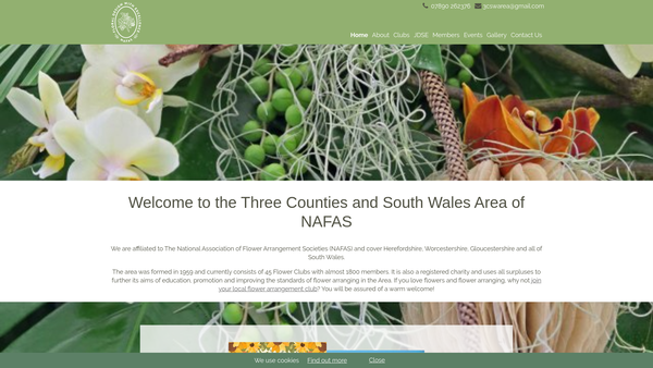 Screenshot of the The Three Counties And South Wales Area Of N.a.f.a.s. website