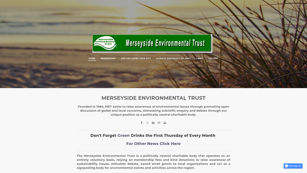 Screenshot of the Merseyside Environmental Trust website