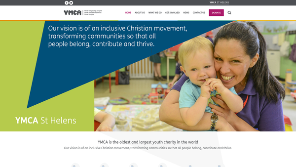 Screenshot of the YMCA St Helens website