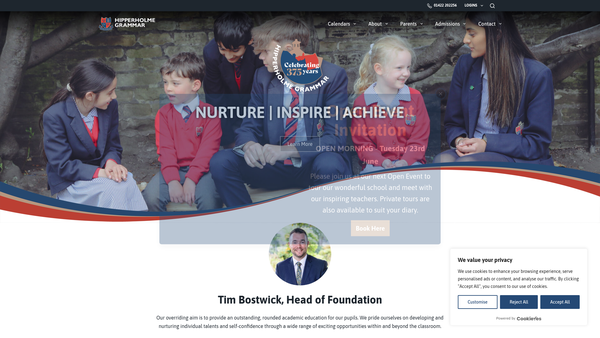 Screenshot of the Hipperholme Grammar School Foundation website