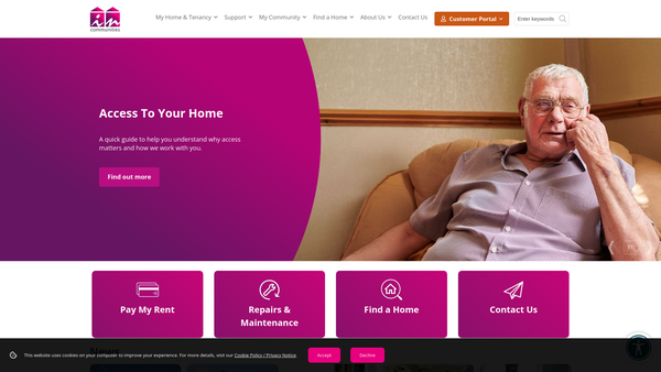 Screenshot of the The Eleanor Moorhouse Homes Trust website