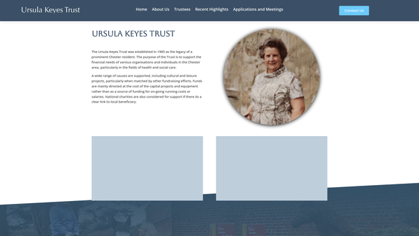 Screenshot of the The Ursula Keyes Trust website