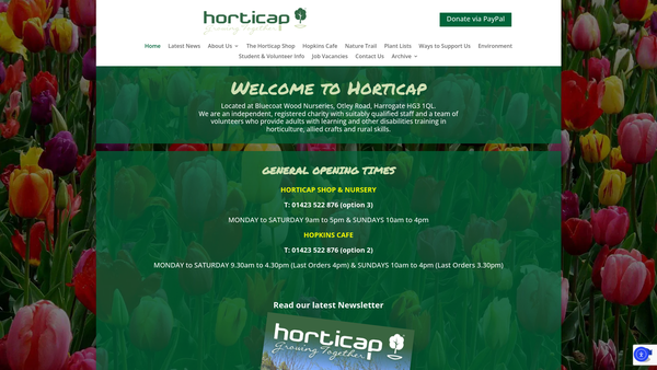 Screenshot of the Horticap website