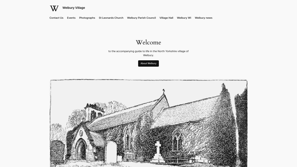 Screenshot of the Welbury Village Hall website