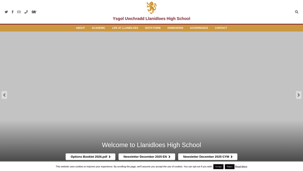 Screenshot of the Llanidloes High School Fund website