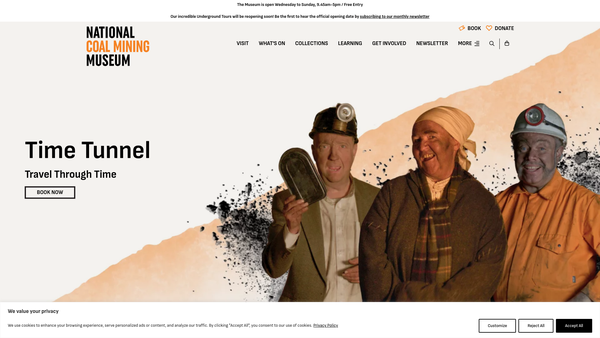 Screenshot of the National Coal Mining Museum For England Trust Ltd website
