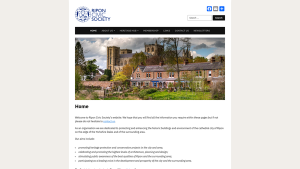 Screenshot of the Ripon Civic Society website