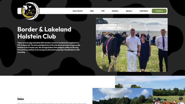 Screenshot of the The Border And Lakeland Holstein Club website