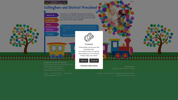 Screenshot of the Collingham And District Pre-School website