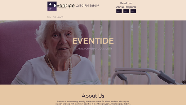 Screenshot of the Northern Counties Eventide Home Limited website