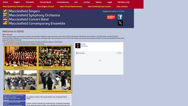 Screenshot of the King Edward Musical Society Of Macclesfield website