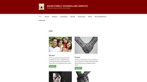 Screenshot of the Asian Family Counselling Service website