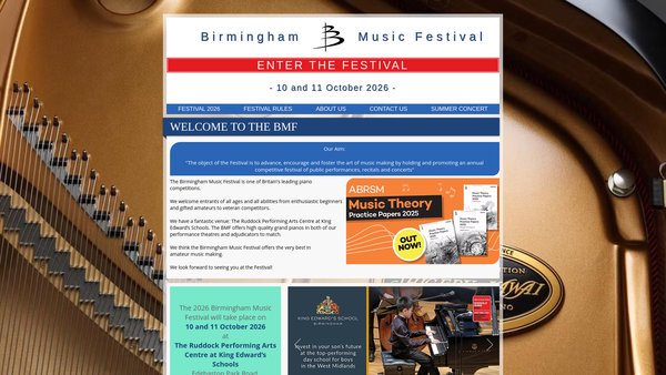 Screenshot of the Birmingham Music Festival website