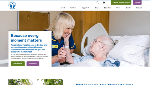 Screenshot of the The Mary Stevens Hospice website