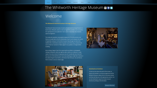 Screenshot of the Whitworth Historical Society website