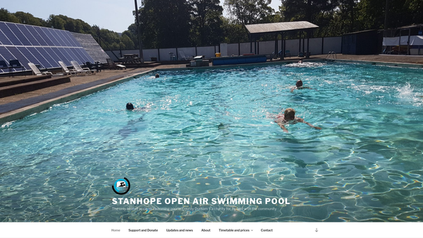 Screenshot of the The Weardale Open Air Swimming Pool Association website