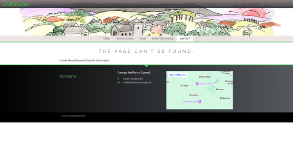 Screenshot of the Dorstone Village Hall website