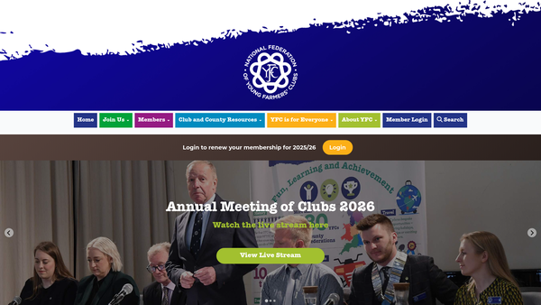Screenshot of the East Midlands Area Committee Of The National Federation Of Young Farmers Clubs website