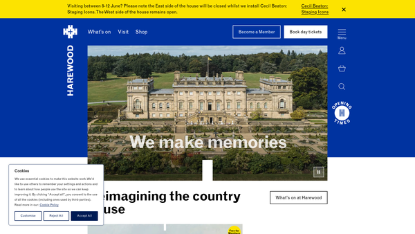Screenshot of the Harewood House Trust Limited website