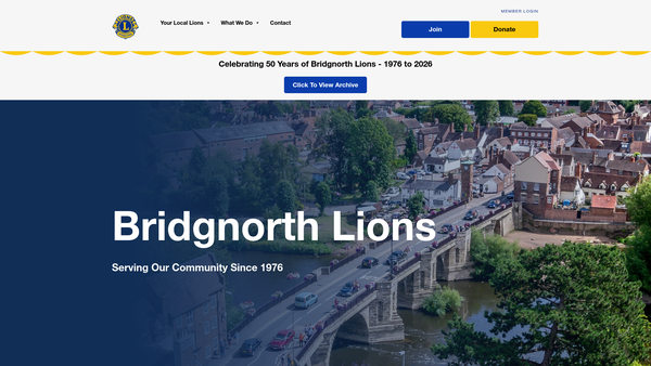 Screenshot of the Bridgnorth Lions Club Trust Fund website