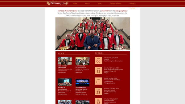 Screenshot of the Seindorf Beaumaris Band website
