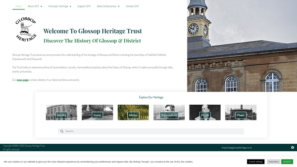 Screenshot of the The Glossop And District Heritage Trust website