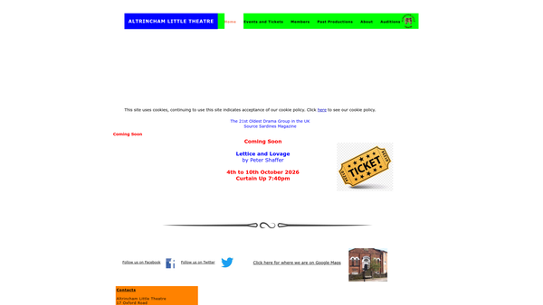 Screenshot of the Altrincham Little Theatre website