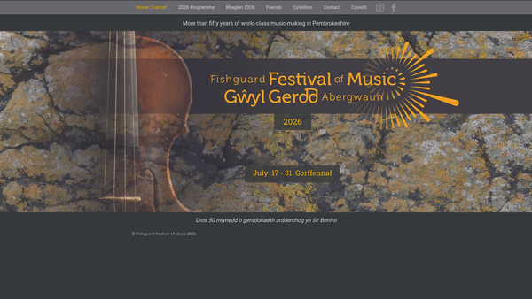 Screenshot of the Fishguard Festival of Music Gwyl Gerdd Aberwaun Ltd website