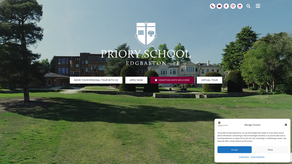 Screenshot of the Priory School Edgbaston Trustees Limited website